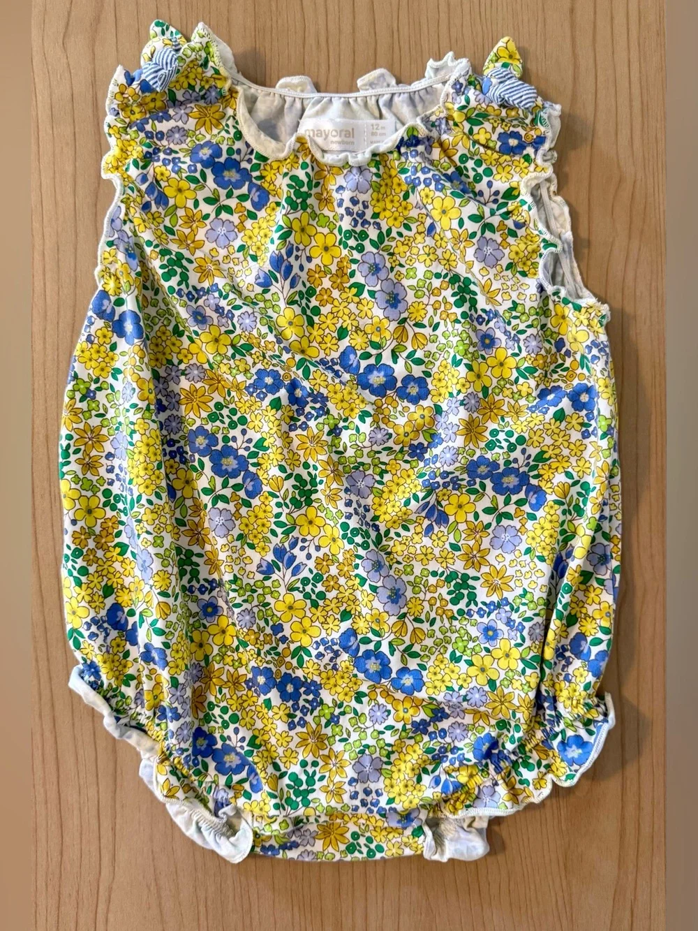 Mayoral Yellow, Blue & Green Floral Baby Romper